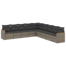 vidaXL 9-részes szürke polyrattan kerti ülőgarnitúra párnákkal (3258462) kerti bútor