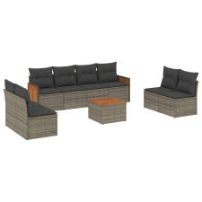 vidaXL 9-részes szürke polyrattan kerti ülőgarnitúra párnákkal (3259981) kerti bútor