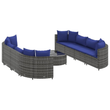 vidaXL 9 részes szürke polyrattan kerti ülőgarnitúra párnákkal (3308431) kerti bútor