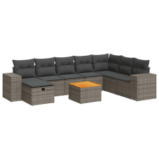 vidaXL 9 részes szürke polyrattan kerti ülőgarnitúra párnákkal (3325889) kerti bútor