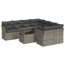 vidaXL 9 részes szürke polyrattan kerti ülőgarnitúra párnákkal (3326131) kerti bútor
