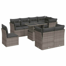 vidaXL 9 részes szürke polyrattan kerti ülőgarnitúra párnákkal (3326181) kerti bútor