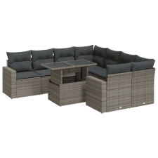 vidaXL 9 részes szürke polyrattan kerti ülőgarnitúra párnákkal (3326291) kerti bútor