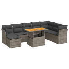 vidaXL 9 részes szürke polyrattan kerti ülőgarnitúra párnákkal (3326965) kerti bútor