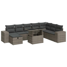 vidaXL 9 részes szürke polyrattan kerti ülőgarnitúra párnákkal (3327960) kerti bútor