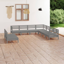 vidaXL 9 részes szürke tömör fenyőfa kerti ülőgarnitúra kerti bútor