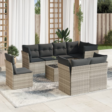vidaXL 9 részes világosszürke polyrattan kerti ülőgarnitúra párnával kerti bútor