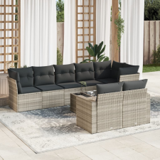vidaXL 9 részes világosszürke polyrattan kerti ülőgarnitúra párnával kerti bútor