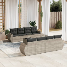 vidaXL 9 részes világosszürke polyrattan kerti ülőgarnitúra párnával kerti bútor