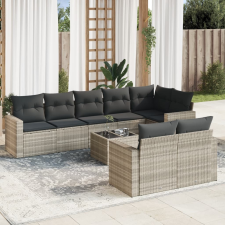 vidaXL 9 részes világosszürke polyrattan kerti ülőgarnitúra párnával kerti bútor