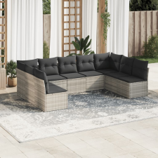 vidaXL 9 részes világosszürke polyrattan kerti ülőgarnitúra párnával kerti bútor