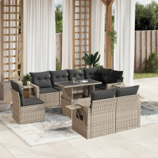 vidaXL 9 részes világosszürke polyrattan kerti ülőgarnitúra párnával kerti bútor