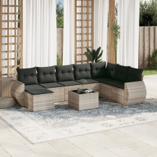 vidaXL 9 részes világosszürke polyrattan kerti ülőgarnitúra párnával kerti bútor