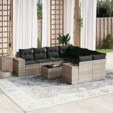 vidaXL 9 részes világosszürke polyrattan kerti ülőgarnitúra párnával kerti bútor