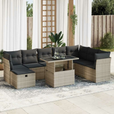 vidaXL 9 részes világosszürke polyrattan kerti ülőgarnitúra párnával kerti bútor