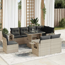 vidaXL 9 részes világosszürke polyrattan kerti ülőgarnitúra párnával kerti bútor