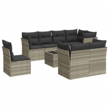 vidaXL 9 részes világosszürke polyrattan kerti ülőgarnitúra párnával (3217942) kerti bútor