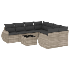 vidaXL 9 részes világosszürke polyrattan kerti ülőgarnitúra párnával (3221161) kerti bútor