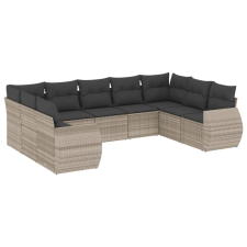 vidaXL 9 részes világosszürke polyrattan kerti ülőgarnitúra párnával (3221801) kerti bútor
