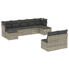 vidaXL 9 részes világosszürke polyrattan kerti ülőgarnitúra párnával (3250111) kerti bútor