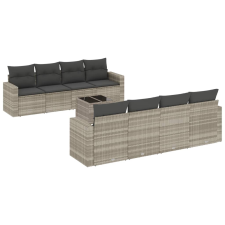 vidaXL 9 részes világosszürke polyrattan kerti ülőgarnitúra párnával (3251089) kerti bútor