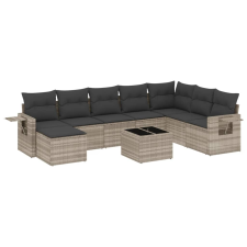 vidaXL 9 részes világosszürke polyrattan kerti ülőgarnitúra párnával (3252909) kerti bútor