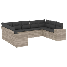 vidaXL 9 részes világosszürke polyrattan kerti ülőgarnitúra párnával (3255339) kerti bútor