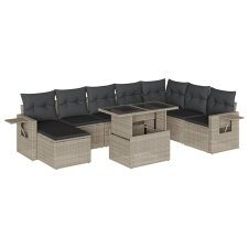 vidaXL 9 részes világosszürke polyrattan kerti ülőgarnitúra párnával (3268102) kerti bútor