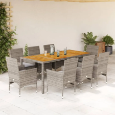 vidaXL 9részes szürke polyrattan/akácfa kerti étkezőgarnitúra párnával kerti bútor