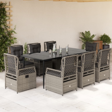 vidaXL 9részes világosszürke polyrattan kerti étkezőgarnitúra párnával kerti bútor