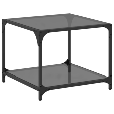 vidaXL acél dohányzóasztal fekete üveglappal 50 x 50 x 40 cm bútor