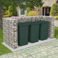 vidaXL acél gabion / kőkosár 3 db gurulós kukához 250 x 100 120 cm barkácsgép tartozék