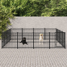 vidaXL acél kültéri kutyakennel 15,05 m² szállítóbox, fekhely kutyáknak