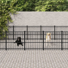 vidaXL Acél kültéri kutyakennel 16,94 m² szállítóbox, fekhely kutyáknak