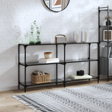 vidaXL acél tálalóasztal fekete üveglappal 158,5 x 30 x 81 cm bútor
