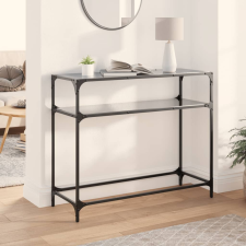 vidaXL acél tálalóasztal fekete üveglappal 98 x 35 x 81 cm bútor