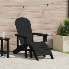 vidaXL Adirondack szék lábpihentetővel fekete HDPE kerti bútor