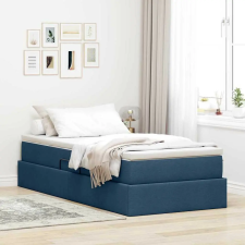 vidaXL Ágy tárolóval és matraccal Kék 100 x 200 cm Poliészter ágy és ágykellék