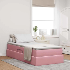 vidaXL Ágy tárolóval és matraccal Rózsaszín 90 x 200 cm Bársony ágy és ágykellék