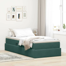 vidaXL Ágy tárolóval és matraccal Sötétzöld 90 x 190 cm Bársony ágy és ágykellék
