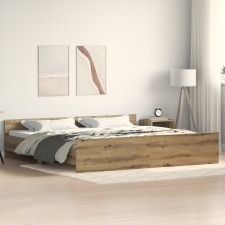 vidaXL Ágykeret Artisan Tölgy 200x200 cm Műgyanta ágy és ágykellék