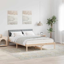 vidaXL Ágykeret Barna és világosszürke 135 x 190 cm Tömör fenyőfa ágy és ágykellék