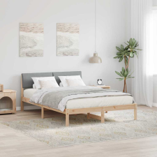 vidaXL Ágykeret Barna és világosszürke 140 x 200 cm Tömör fenyőfa ágy és ágykellék
