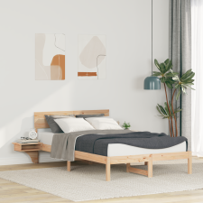 vidaXL Ágykeret éjjeli szekrényekkel Barna 135 x 190 cm Tömör fenyőfa ágy és ágykellék