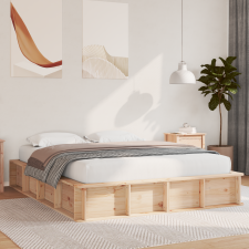 vidaXL ágykeret emelhető tárolóval - 150 x 200 cm, tömör fenyő ágy és ágykellék
