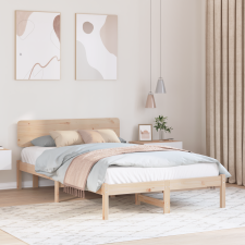vidaXL Ágykeret falra szerelhető fejtámával 135x190 cm tömör fenyőből ágy és ágykellék