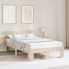 vidaXL ágykeret fejtámlával 135x190 cm tömör fából készült fenyő ágy és ágykellék