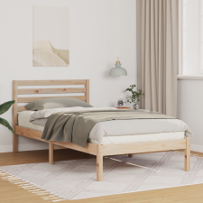 vidaXL Ágykeret fejtámlával Barna 100 x 200 cm Tömör fenyőfa ágy és ágykellék