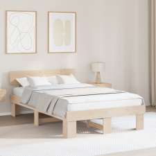 vidaXL Ágykeret fejtámlával Barna 140 x 190 cm Tömör fenyőfa ágy és ágykellék