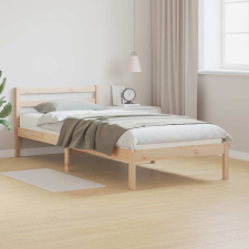 vidaXL Ágykeret fejtámlával Barna 210 x 90 cm Tömör fenyőfa ágy és ágykellék